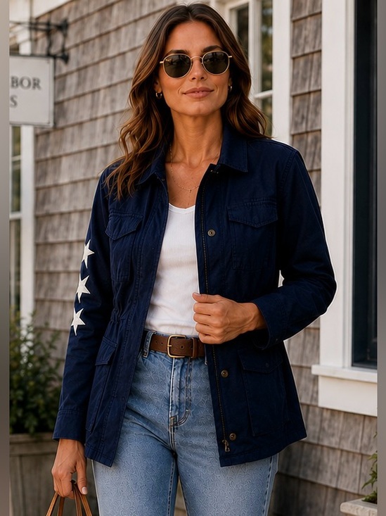 GAP Jackets & Blazers - GAP Navy Americana Utility Jacket Coastal Luxe Military Anorak